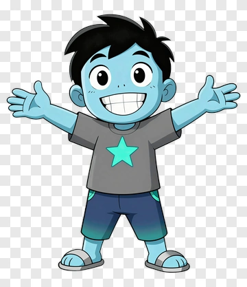 Cartoon Boy Smiling With Outstretched Arms PNG