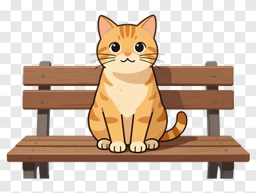 Cartoon Cat Sitting On A Bench PNG