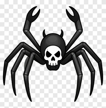 Cartoon Spider With Skull Design PNG