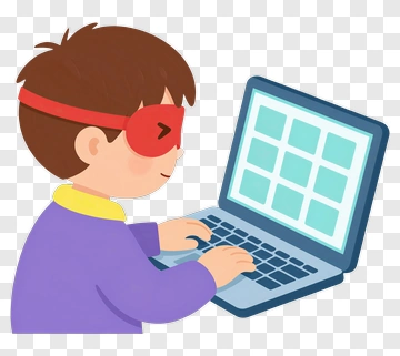 Cartoon Boy Using A Laptop PNG