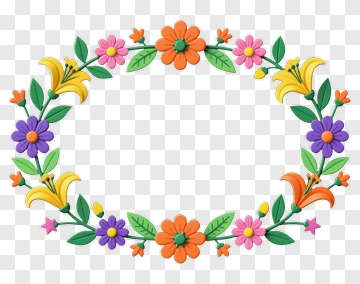 Colorful Floral Wreath PNG
