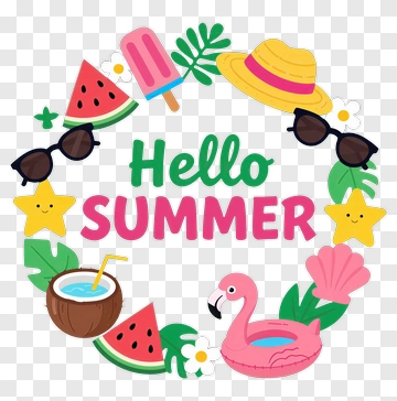 Hello Summer Decoration With Tropical Elements PNG