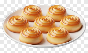 Plate Of Caramel Pudding Desserts PNG