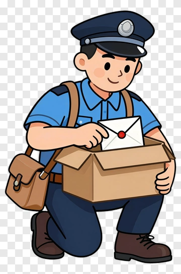 Mailman Holding A Letter And Package PNG