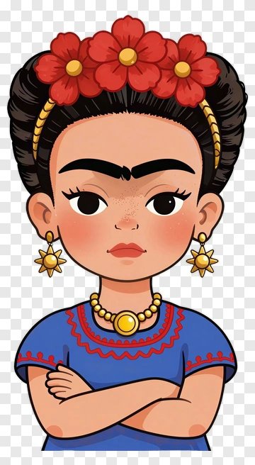 Cartoon Girl With Flowers In Hair PNG