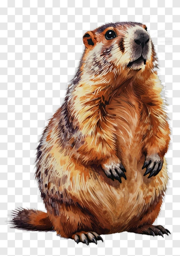 Realistic Groundhog Standing Upright PNG