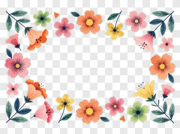 Colorful Floral Frame PNG