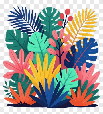 Colorful Tropical Foliage PNG