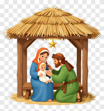 Nativity Scene With Mary, Joseph, And Baby Jesus PNG