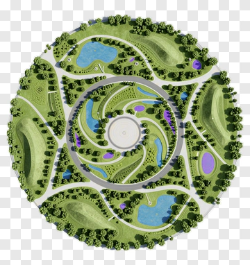 Aerial View Of A Circular Park Landscape PNG