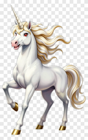 Cartoon Unicorn With Flowing Mane PNG