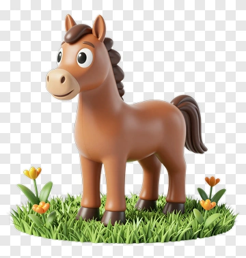 Cartoon Horse In A Grass Field PNG