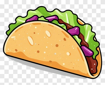Cartoon Taco With Lettuce And Onions PNG