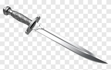 Silver Dagger With Decorative Handle PNG