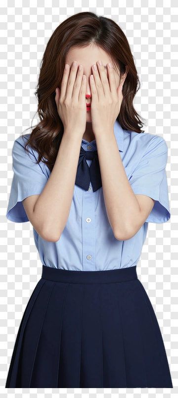Girl Covering Her Face With Hands PNG
