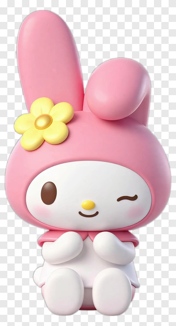 Kawaii Bunny Character With Flower PNG
