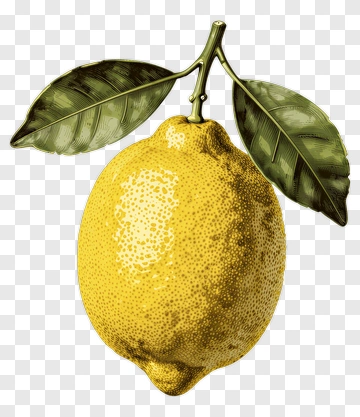 Realistic Lemon With Leaves PNG