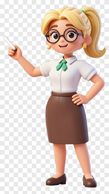 Cartoon Teacher Holding A Pointer PNG