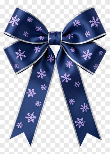 Navy Blue Ribbon With Snowflake Design PNG