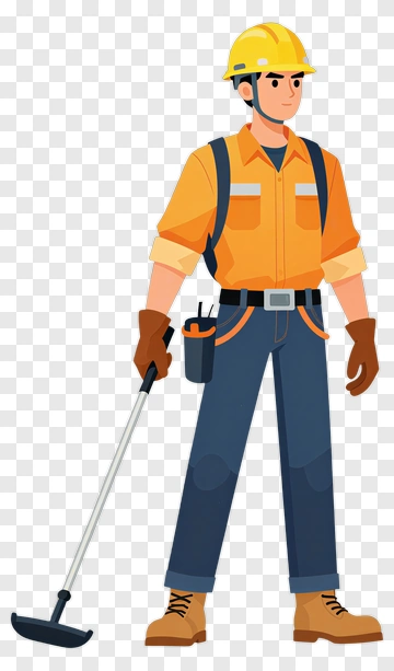 Construction Worker Holding A Tool PNG