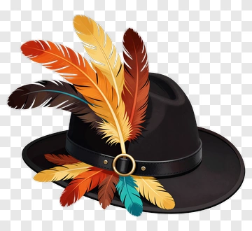 Hat With Colorful Feathers PNG