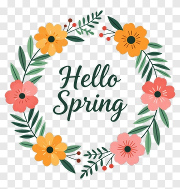 Hello Spring Floral Wreath PNG