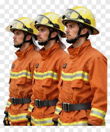 Firefighter In Orange Gear PNG
