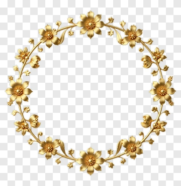 Golden Floral Wreath PNG