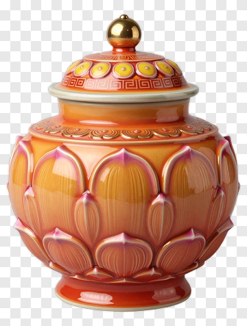 Colorful Decorative Ceramic Jar PNG