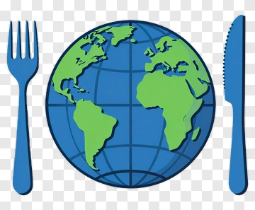 Globe Surrounded By Fork And Knife PNG