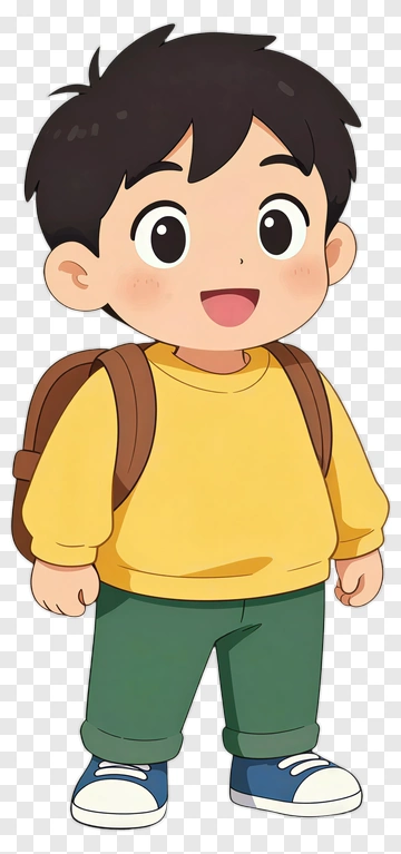 Cartoon Boy With Backpack PNG