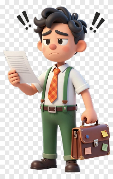 Cartoon Boy Holding A Paper With A Briefcase PNG