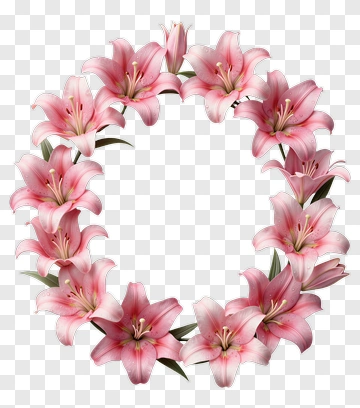 Pink Lily Flower Wreath PNG