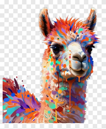Colorful Alpaca Portrait PNG