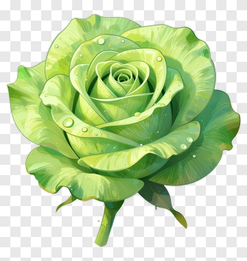 Green Rose With Water Droplets PNG