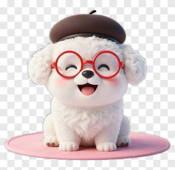 Cartoon Dog Wearing Glasses And A Beret PNG