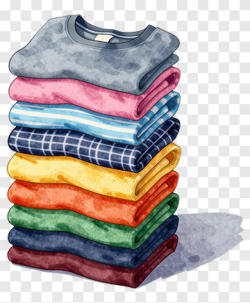 Stack Of Folded Colorful T-Shirts PNG