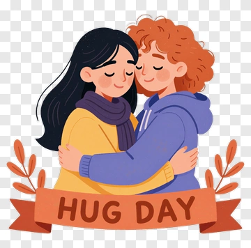 Hug Day Celebration With Embracing Friends PNG