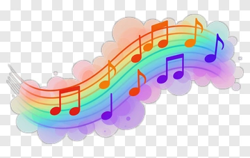 Colorful Musical Notes On A Rainbow Cloud PNG