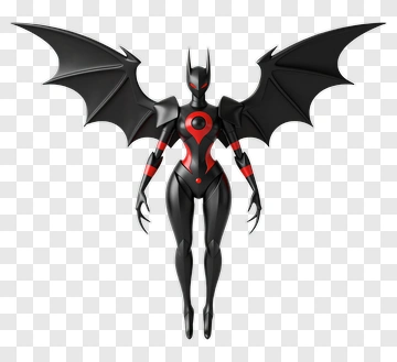 3D Female Superhero With Bat Wings PNG