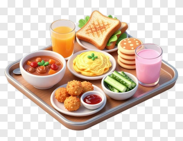 Breakfast Food Tray With Eggs And Toast PNG