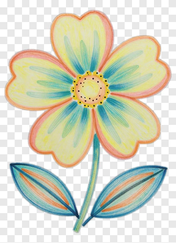 Colorful Flower With Leaves PNG