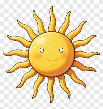 Cartoon Sun With Smiling Face PNG