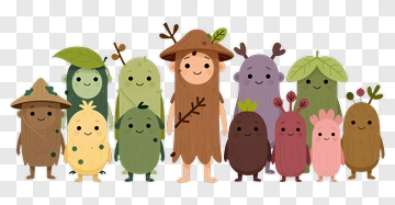 Cartoon Forest Characters Group PNG