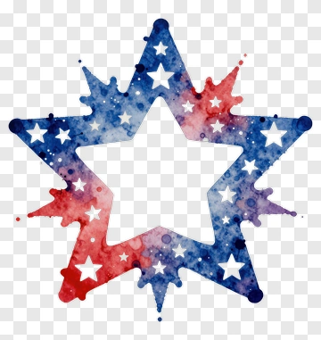 Colorful Star Shape With Red And Blue Splashes PNG