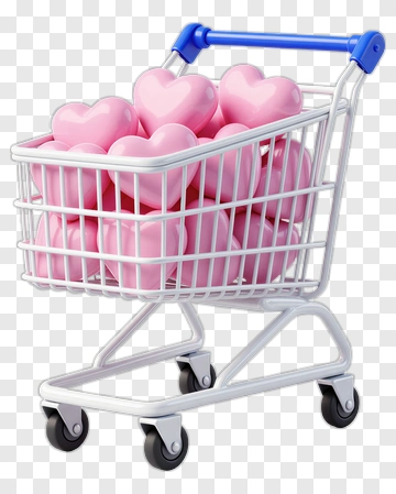 Shopping Cart Filled With Pink Hearts PNG