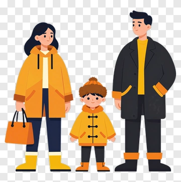 Cartoon Family Standing Together PNG