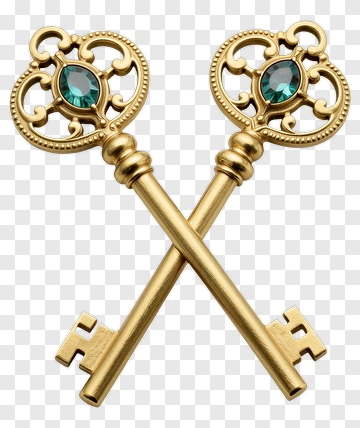 Crossed Vintage Keys With Decorative Design PNG