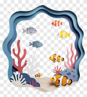 Colorful Underwater Scene With Fish And Coral PNG