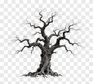 Black Tree With Gnarled Branches PNG